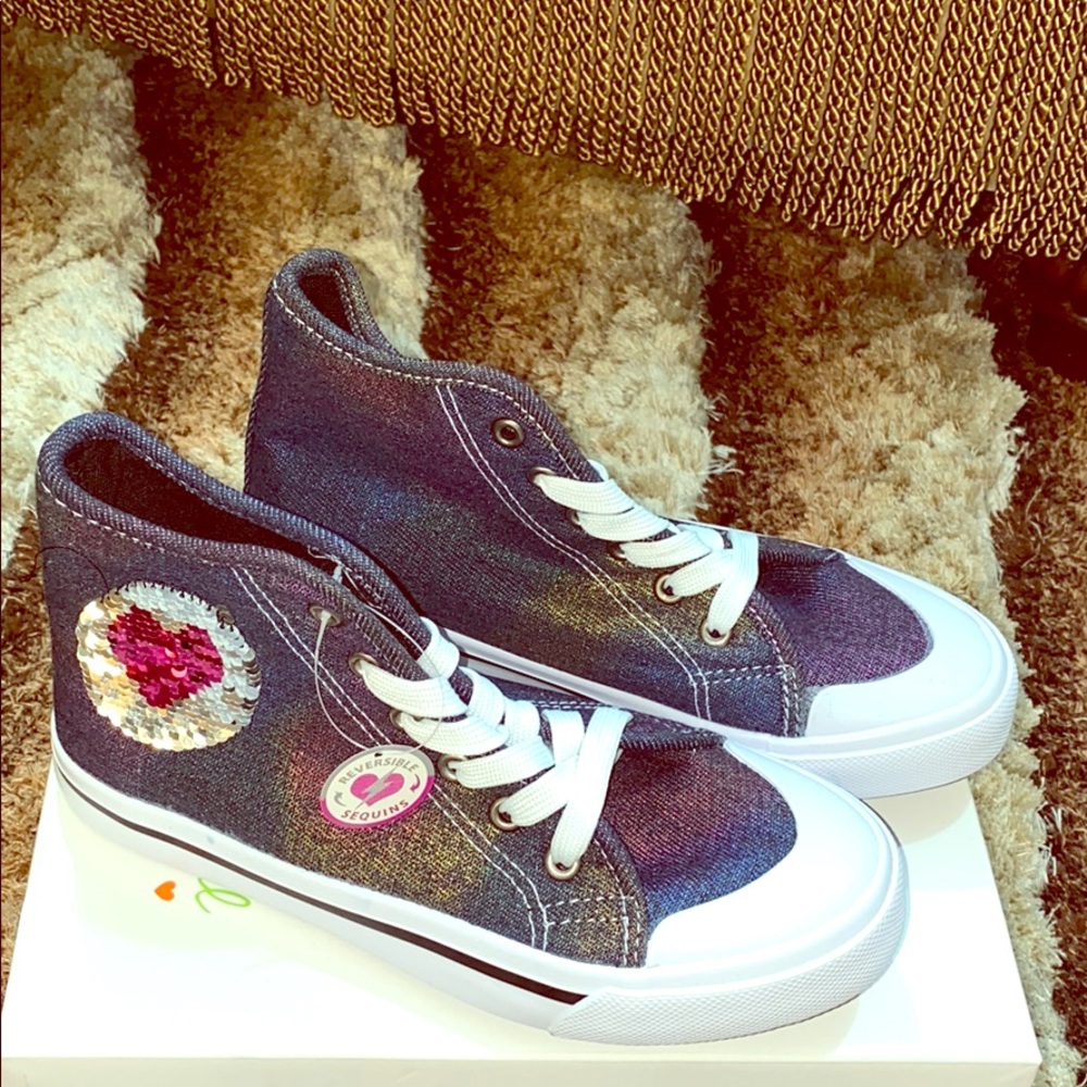 Girls denim high top sneakers